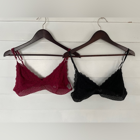 4/25 - 2 Black/Burgandy SHEIN Bralettes - Picture 1 of 11